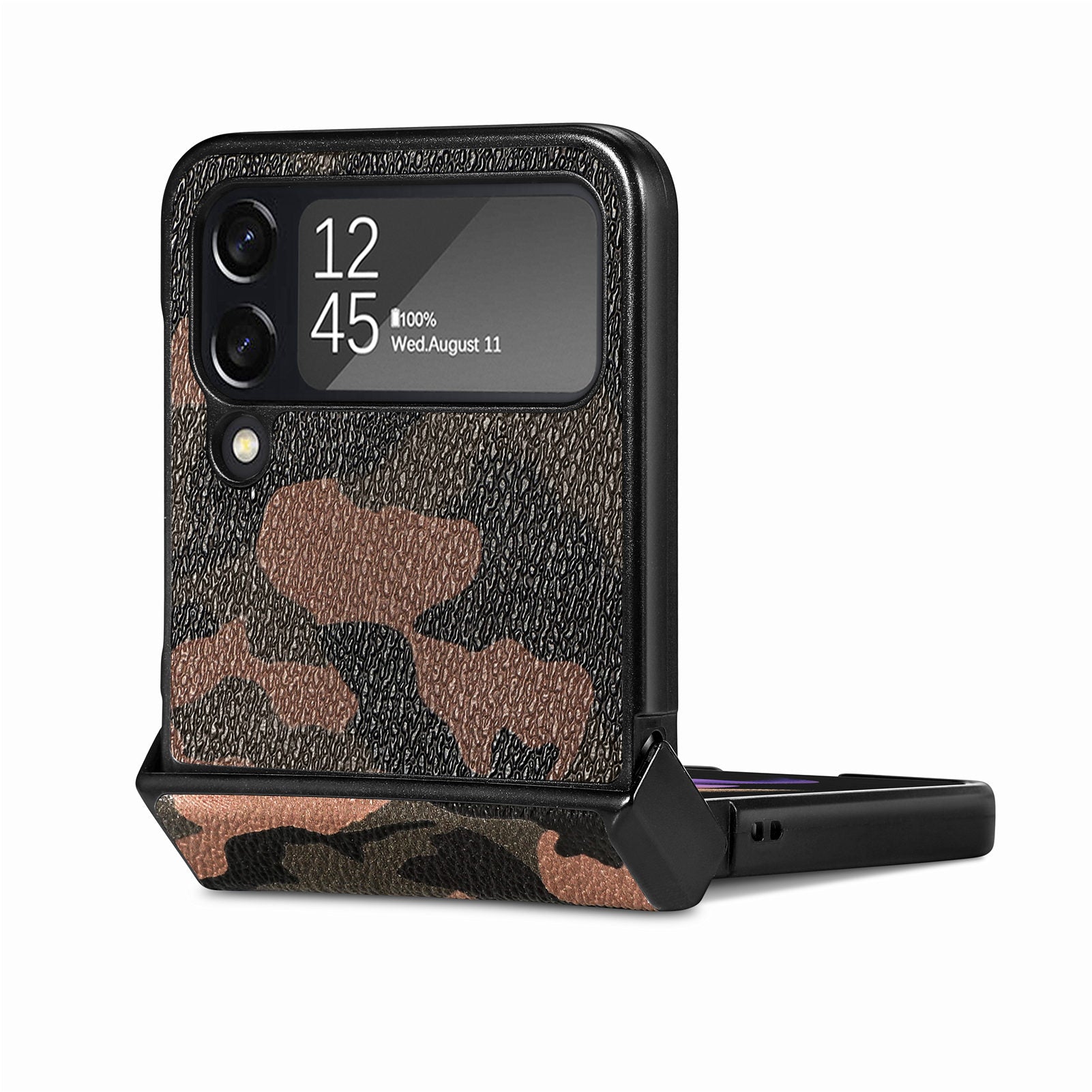 For Samsung Galaxy Z Flip4 5G Camouflage Pattern Phone Case PU Leather Coated PC Anti-scratch Cover For Samsung Galaxy Z Flip4 5G Camouflage Pattern Phone Case PU Leather Coated PC Anti-scratch Cover